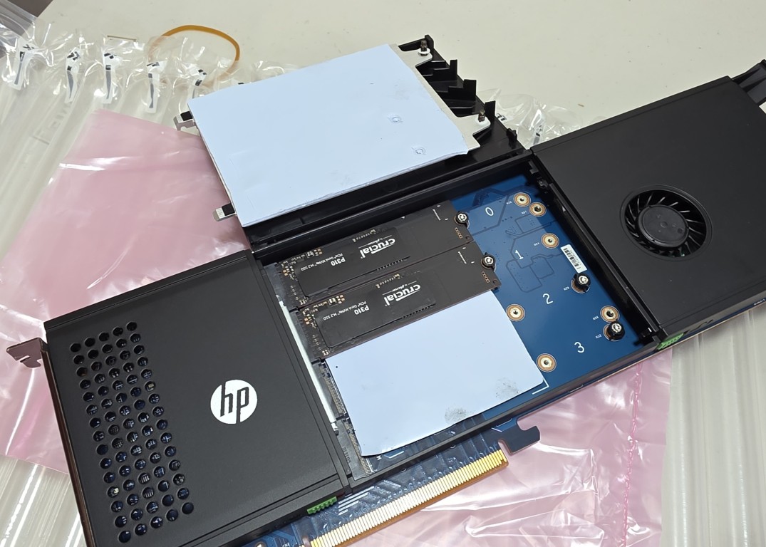NVMe SSDs installed in the Z Turbo Quad Pro adapter