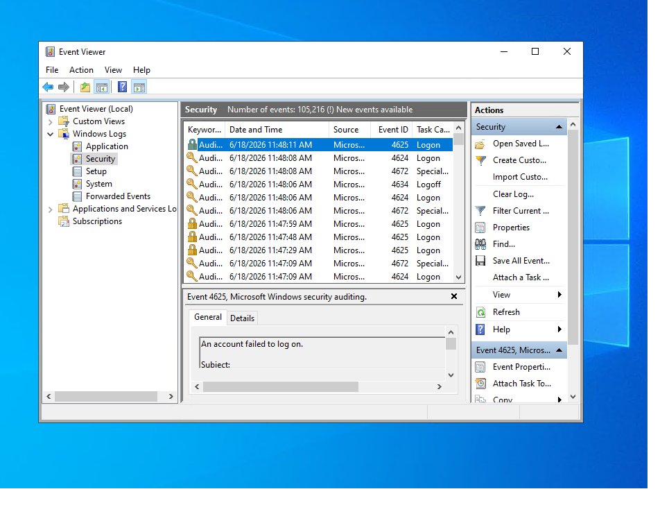 Windows Event Viewer on ALPHA-DC01 showing Event ID 4625 in the Security log with the detail pane open